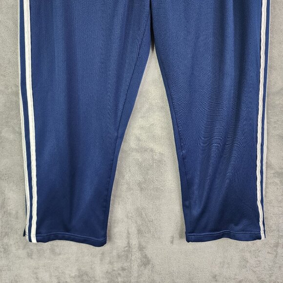 Mens Adidas Blue Athletic Track Pants w/ 3 White Stripes Hi Rise Size L - Picture 3 of 16